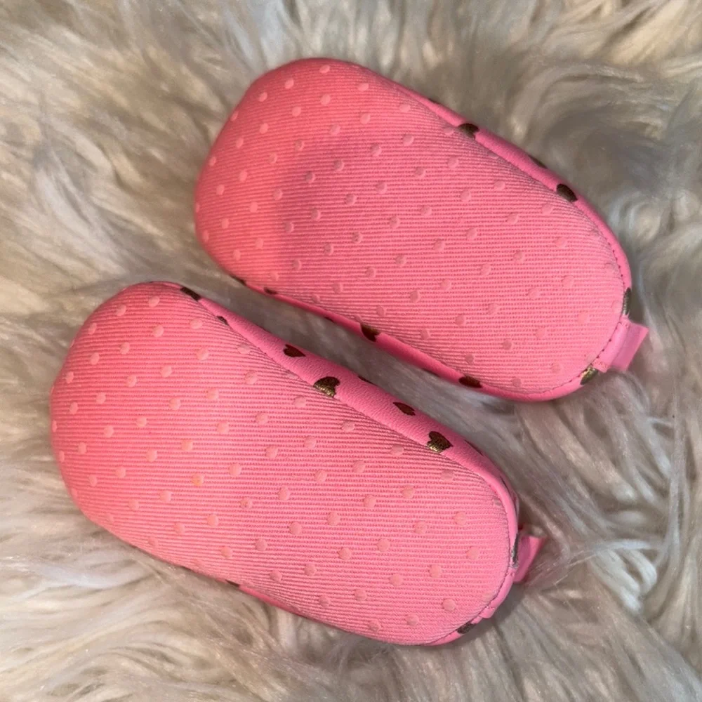 Child of Mine Pink Baby Walker Shoes with Heart Design